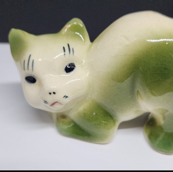 Vintage Mid Century TEVVY Ceramic Cat Diffuser, Green - Picture 8 of 9